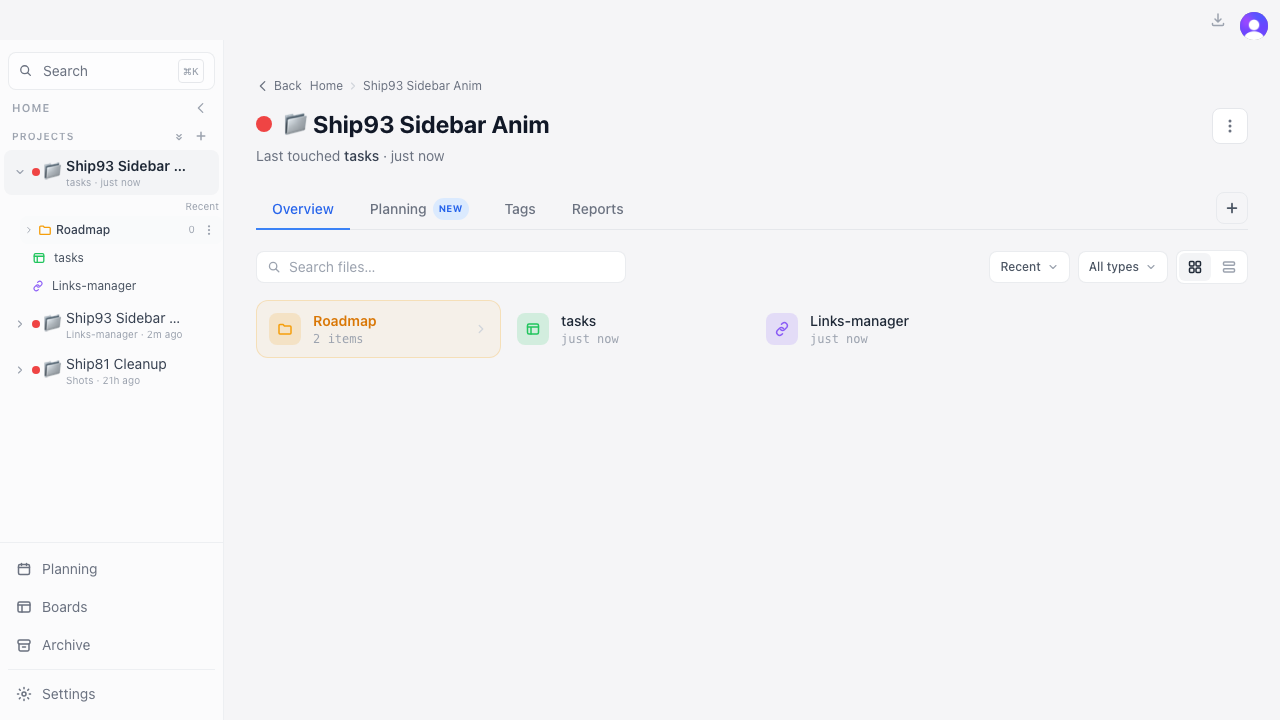 Sidebar with the Roadmap folder collapsed